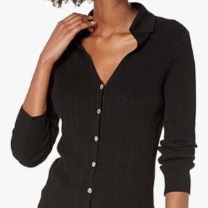 Vince Ribbed Polo Cardigan, 100% Cotton, Size S, Excellent Condition